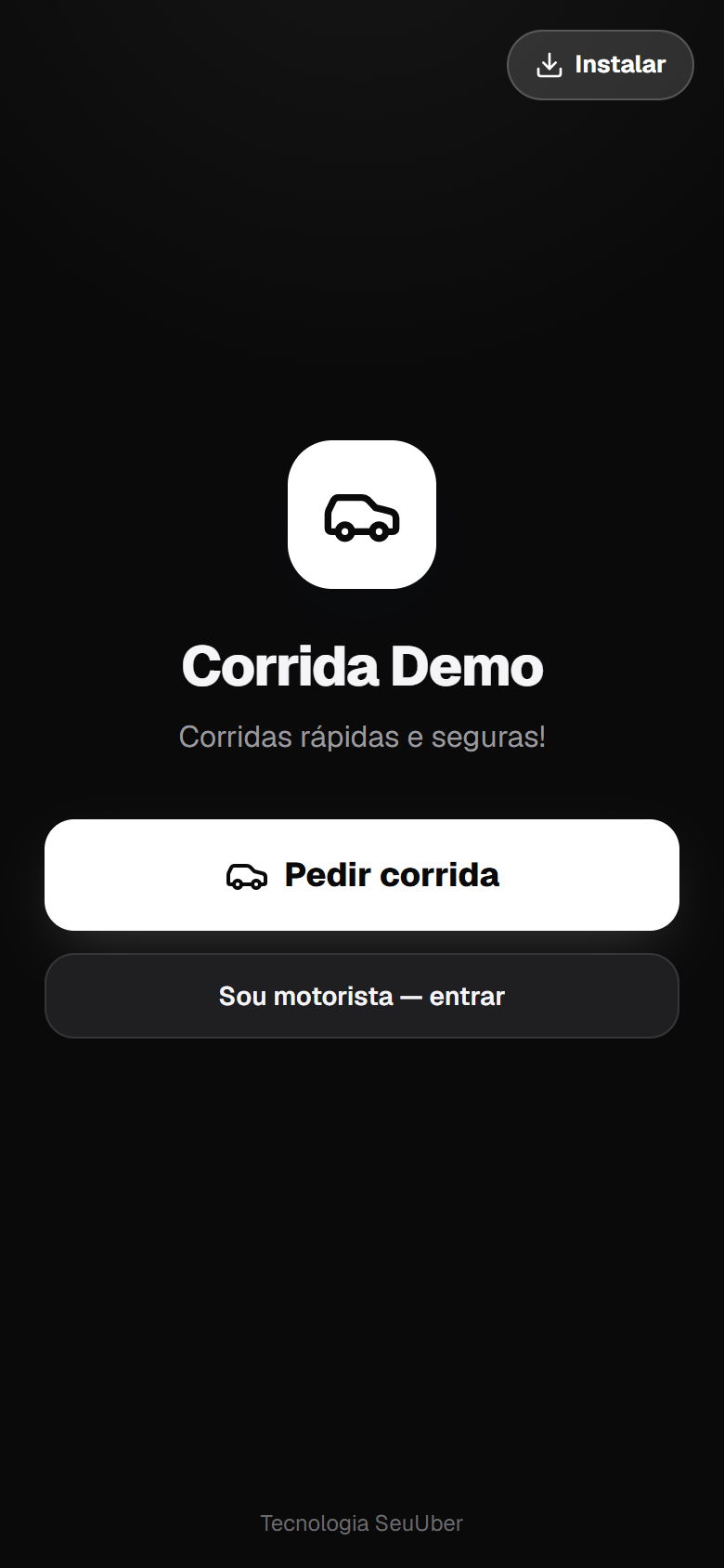 App de corridas com a sua marca — tela real do sistema